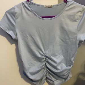 Heart and Hips small, blue cropped shirt